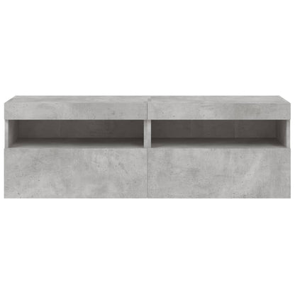 TV Wall Cabinets with LED Lights 2 pcs Concrete Grey 60x30x40 cm