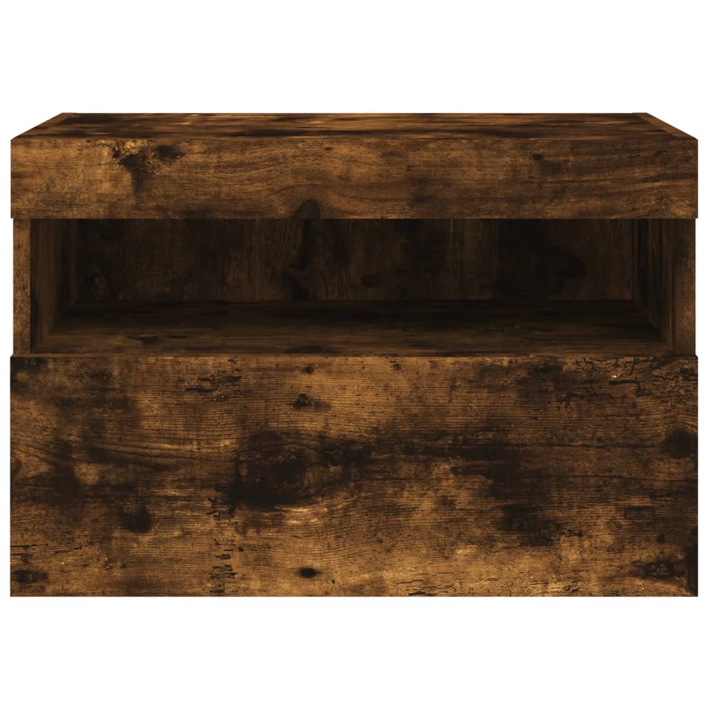 TV Wall Cabinet with LED Lights Smoked Oak 60x30x40 cm