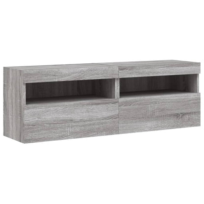 TV Wall Cabinets with LED Lights 2 pcs Grey Sonoma 60x30x40 cm