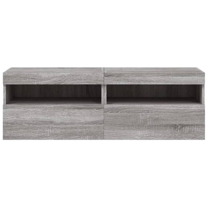 TV Wall Cabinets with LED Lights 2 pcs Grey Sonoma 60x30x40 cm