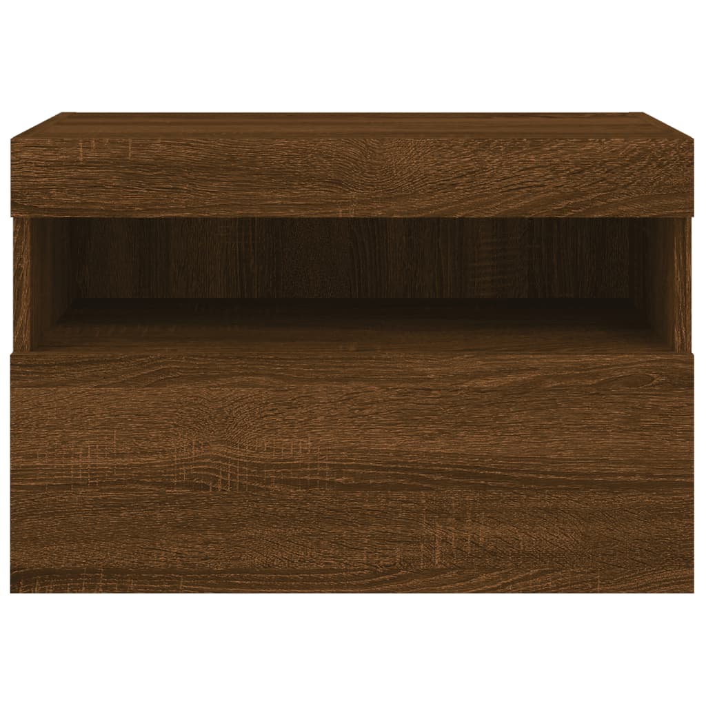 TV Wall Cabinet with LED Lights Brown Oak 60x30x40 cm