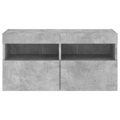 TV Wall Cabinet with LED Lights Concrete Grey 80x30x40 cm