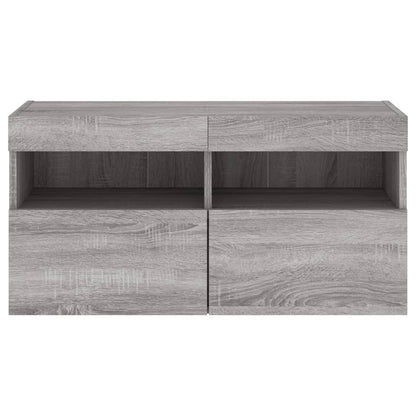 TV Wall Cabinet with LED Lights Grey Sonoma 80x30x40 cm