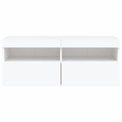 TV Wall Cabinet with LED Lights White 100x30x40 cm