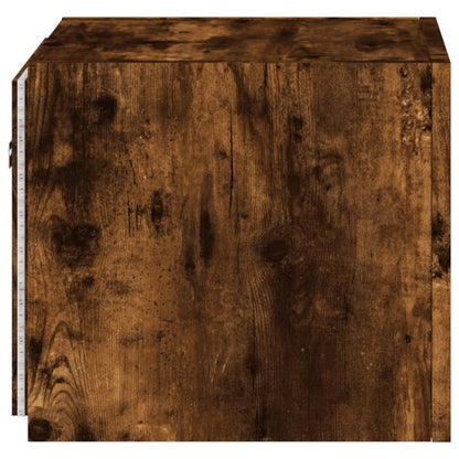 TV Wall Cabinet with LED Lights Smoked Oak 30.5x35x30 cm