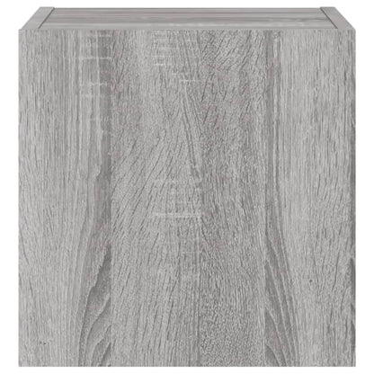 TV Wall Cabinet with LED Lights Grey Sonoma 30.5x35x30 cm