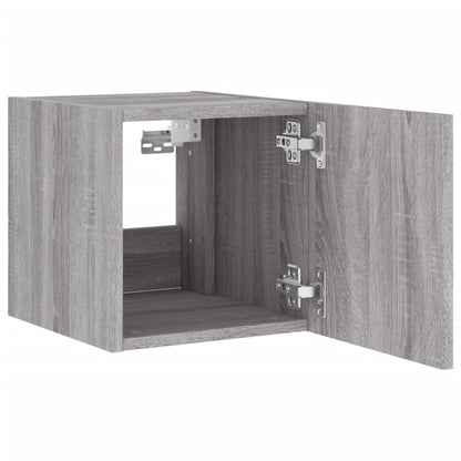 TV Wall Cabinets with LED Lights 2 pcs Grey Sonoma 30.5x35x30 cm