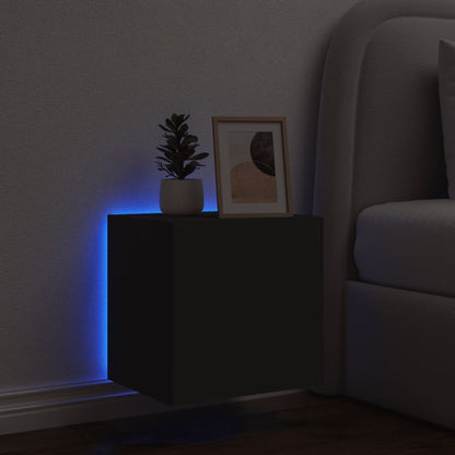 TV Wall Cabinet with LED Lights Black 40.5x35x40 cm