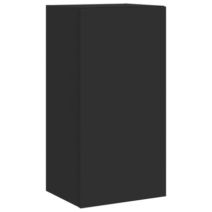 TV Wall Cabinet with LED Lights Black 40.5x35x80 cm