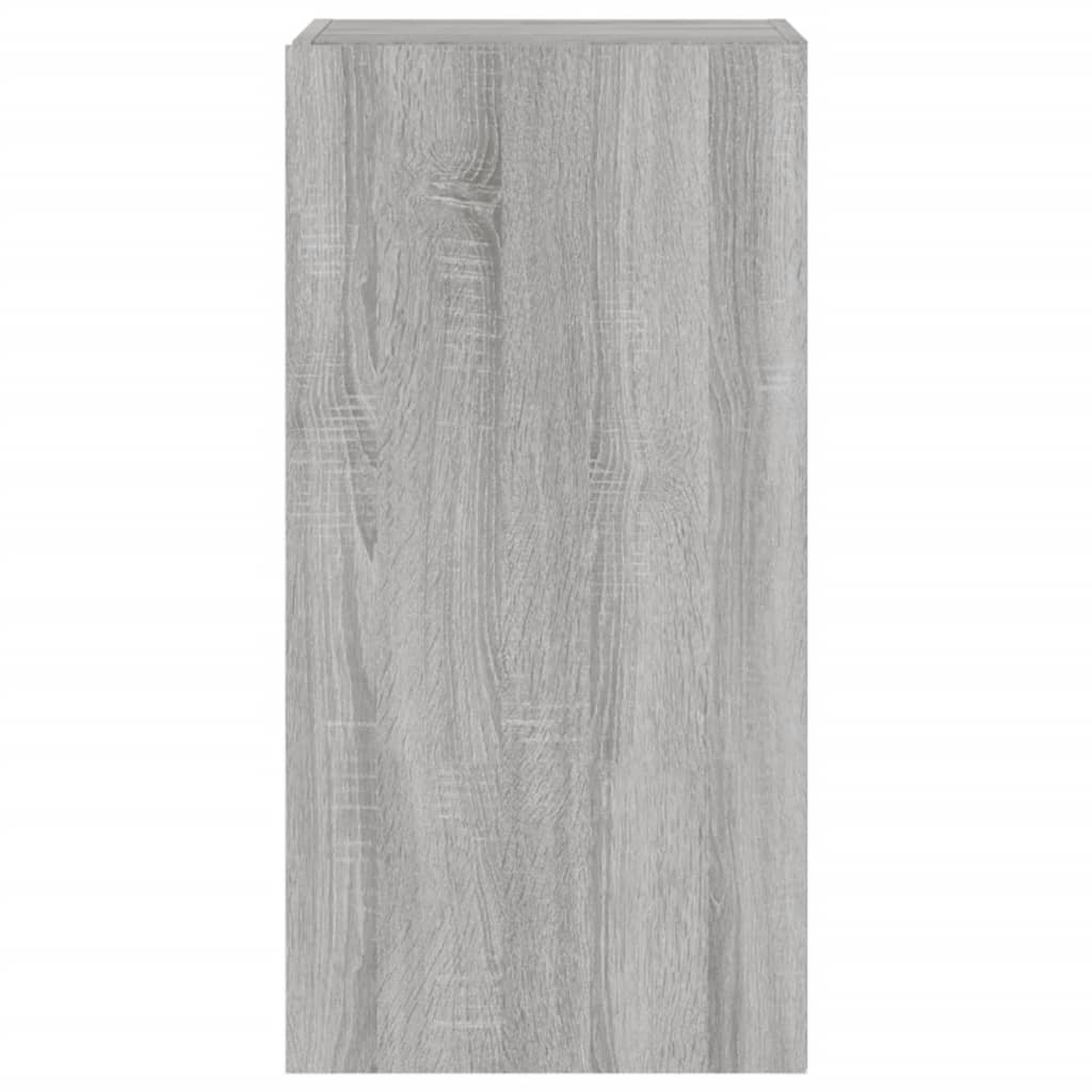 TV Wall Cabinet with LED Lights Grey Sonoma 40.5x35x80 cm