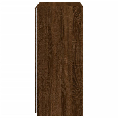 TV Wall Cabinet with LED Lights Brown Oak 40.5x35x80 cm