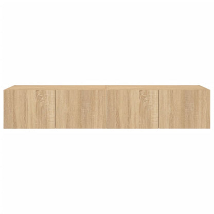 TV Wall Cabinets with LED Lights 2 pcs Sonoma Oak 80x35x31 cm