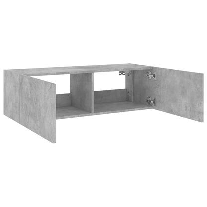 TV Wall Cabinet with LED Lights Concrete Grey 100x35x31 cm