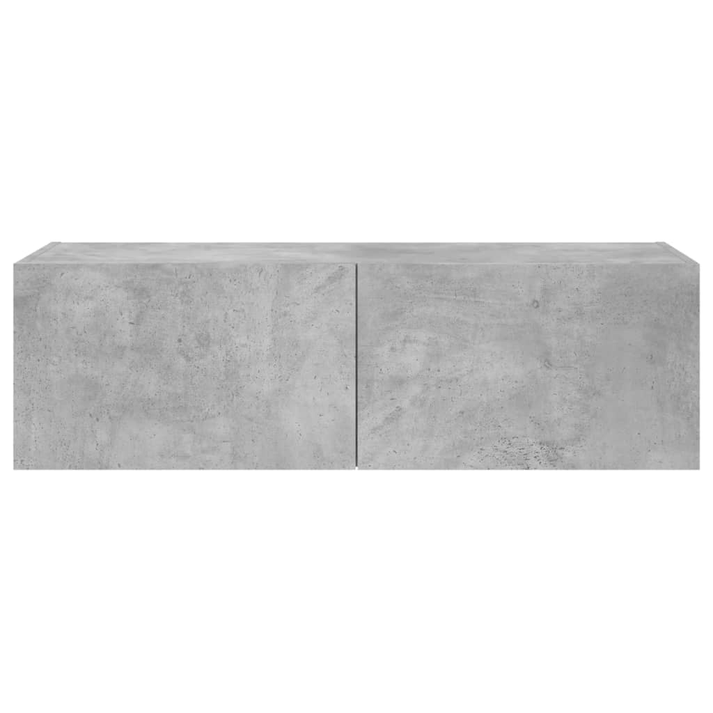 TV Wall Cabinet with LED Lights Concrete Grey 100x35x31 cm