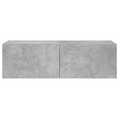 TV Wall Cabinet with LED Lights Concrete Grey 100x35x31 cm