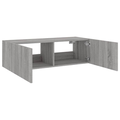 TV Wall Cabinet with LED Lights Grey Sonoma 100x35x31 cm