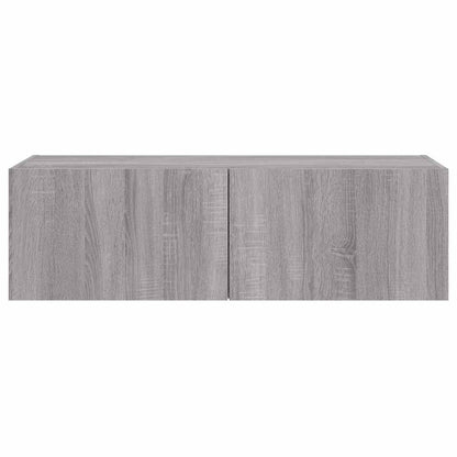 TV Wall Cabinet with LED Lights Grey Sonoma 100x35x31 cm