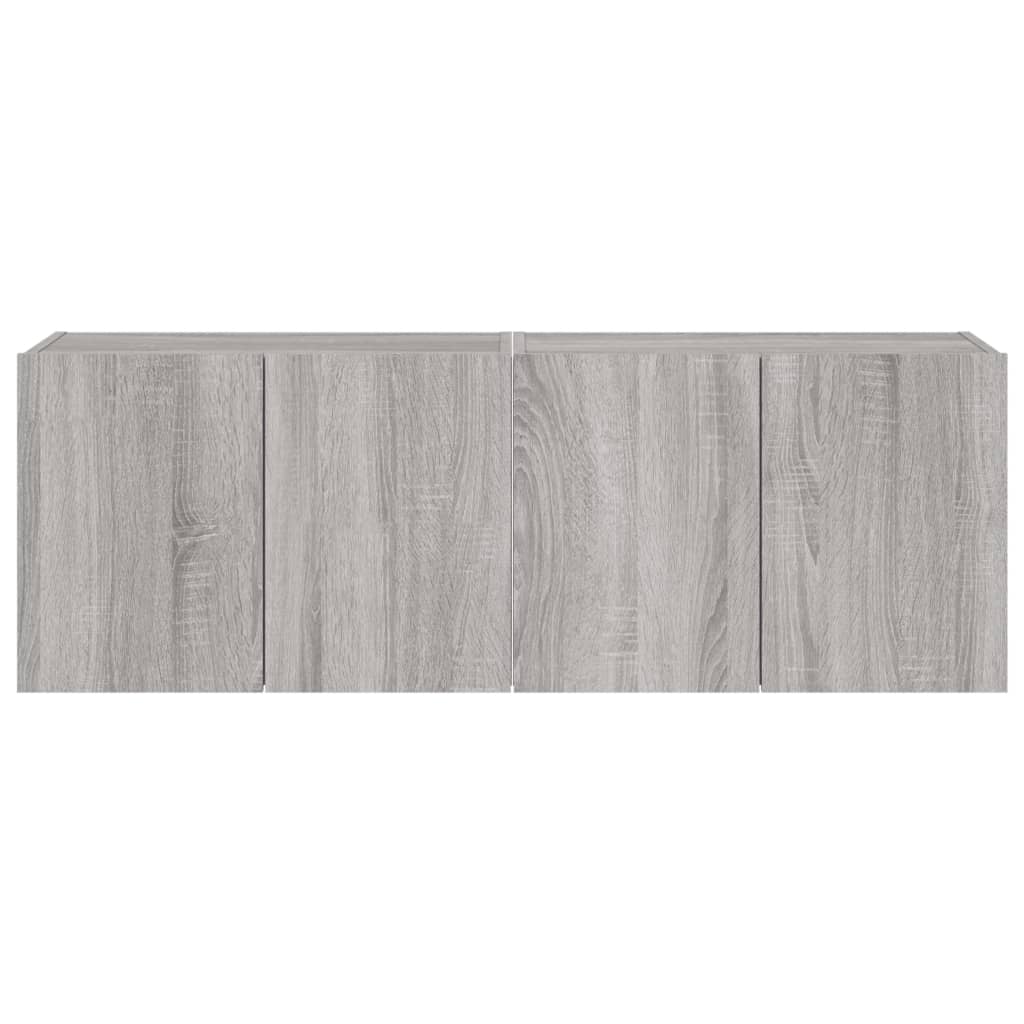 TV Wall Cabinets with LED Lights 2 pcs Grey Sonoma 60x35x41 cm