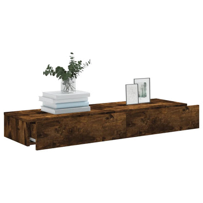 TV Cabinets with LED Lights 2 pcs Smoked Oak 60x35x15.5 cm