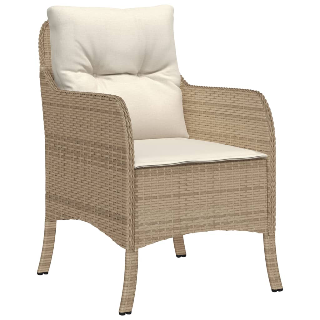 Garden Chairs with Cushions 2 pcs Beige Poly Rattan