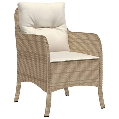 Garden Chairs with Cushions 2 pcs Beige Poly Rattan