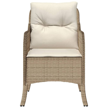 Garden Chairs with Cushions 2 pcs Beige Poly Rattan