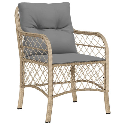 Garden Chairs with Cushions 2 pcs Mix Beige Poly Rattan