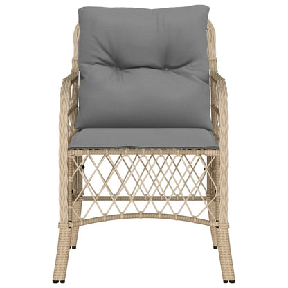 Garden Chairs with Cushions 2 pcs Mix Beige Poly Rattan