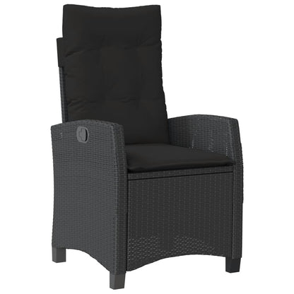3 Piece Bistro Set with Cushions Black Poly Rattan