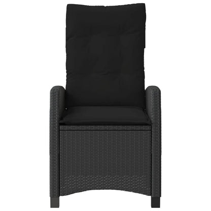 3 Piece Bistro Set with Cushions Black Poly Rattan