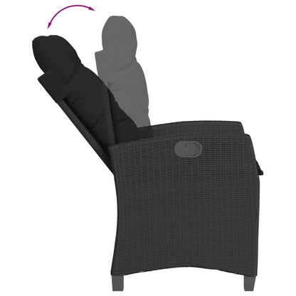 3 Piece Bistro Set with Cushions Black Poly Rattan