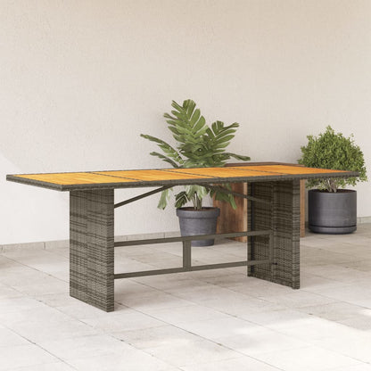Garden Table with Acacia Wood Top Grey 190x80x74 cm Poly Rattan
