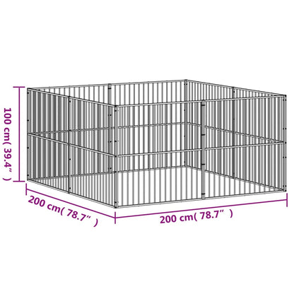 Dog Playpen 8 Panels Black Galvanised Steel