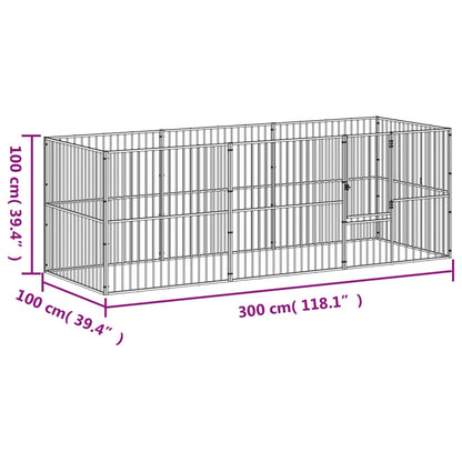 Dog Playpen 8 Panels Black Galvanised Steel