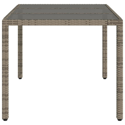Garden Table with Glass Top Grey 150x90x75 cm Poly Rattan