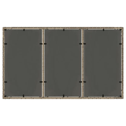 Garden Table with Glass Top Grey 150x90x75 cm Poly Rattan