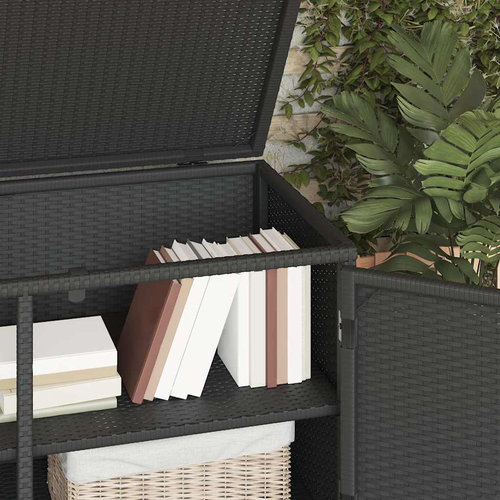 Garden Storage Cabinet Black 110x55x60.5 cm Poly Rattan