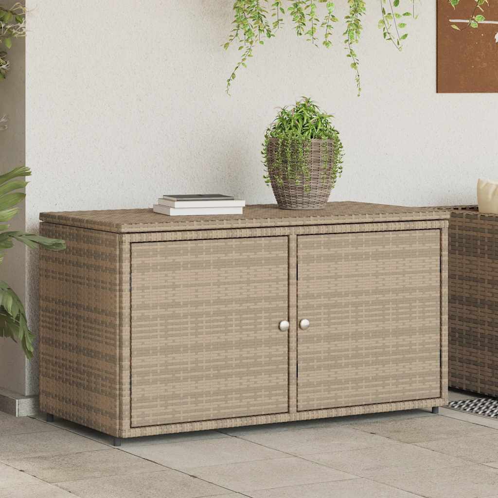 Garden Storage Cabinet Beige 110x55x60.5 cm Poly Rattan