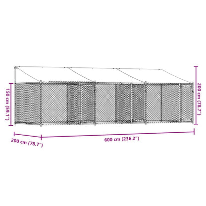 Dog Cage with Roof and Doors Grey 6x2x2 m Galvanised Steel