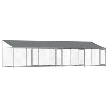 Dog Cage with Roof and Doors Grey 8x2x2 m Galvanised Steel
