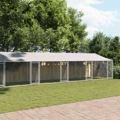 Dog Cage with Roof and Doors Grey 10x2x2 m Galvanised Steel
