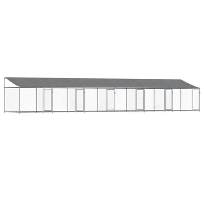 Dog Cage with Roof and Doors Grey 12x2x2 m Galvanised Steel