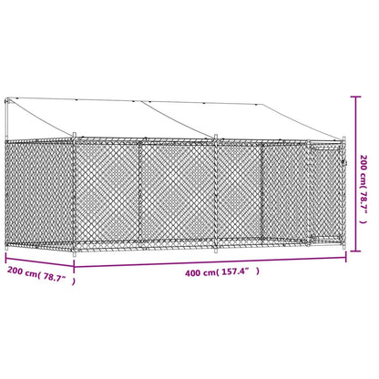 Dog Cage with Roof and Door Grey 4x2x2 m Galvanised Steel