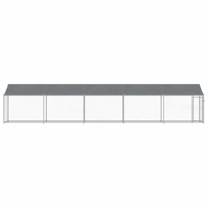 Dog Cage with Roof and Door Grey 10x2x2 m Galvanised Steel