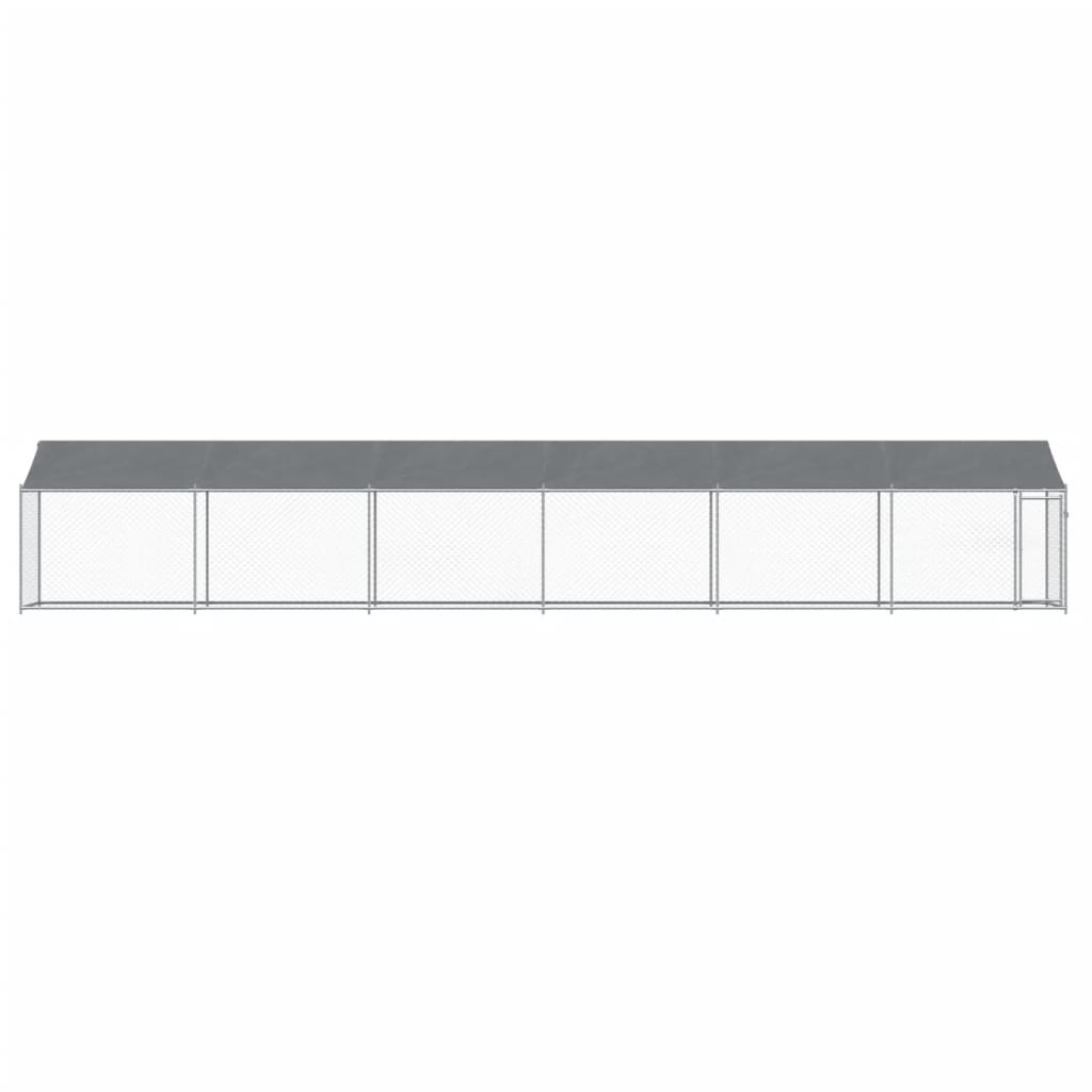 Dog Cage with Roof and Door Grey 12x2x2 m Galvanised Steel