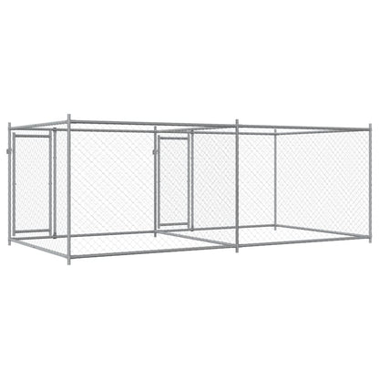 Dog Cage with Doors Grey 4x2x1.5 m Galvanised Steel