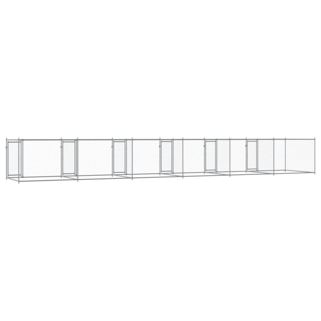 Dog Cage with Doors Grey 12x2x1.5 m Galvanised Steel