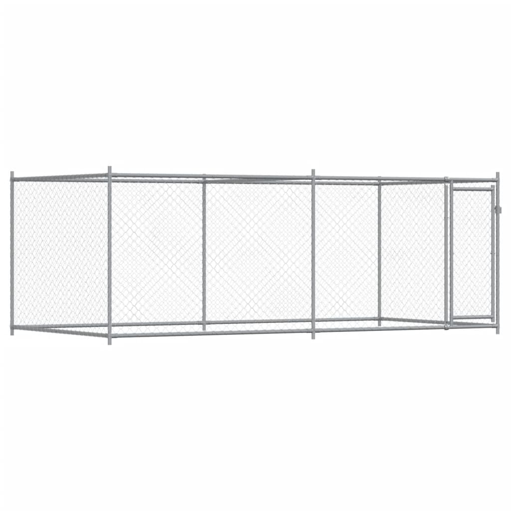 Dog Cage with Door Grey 4x2x1.5 m Galvanised Steel