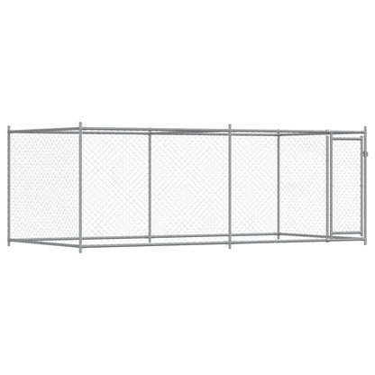 Dog Cage with Door Grey 4x2x1.5 m Galvanised Steel