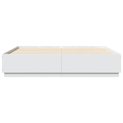Bed Frame with LED without Mattress White 200x200 cm